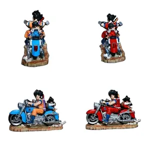 Super Saiyan Motocicleta pai e filho goku gohan pneus pode girar Figuras de Ação modelo Brinquedos Para Presente Dragon figura Bola