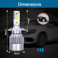 Vente en gros de phares de voiture LED COB C6 H4 6000K 12V 9004 36W 3800lm, ampoules de feux de brouillard et de conduite automobiles
