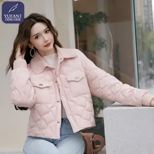 Yufan Ready Stock 2023 Quilted Lapel Down Jacket Front Pocket Women's Jacket 90 Duck Down Coat