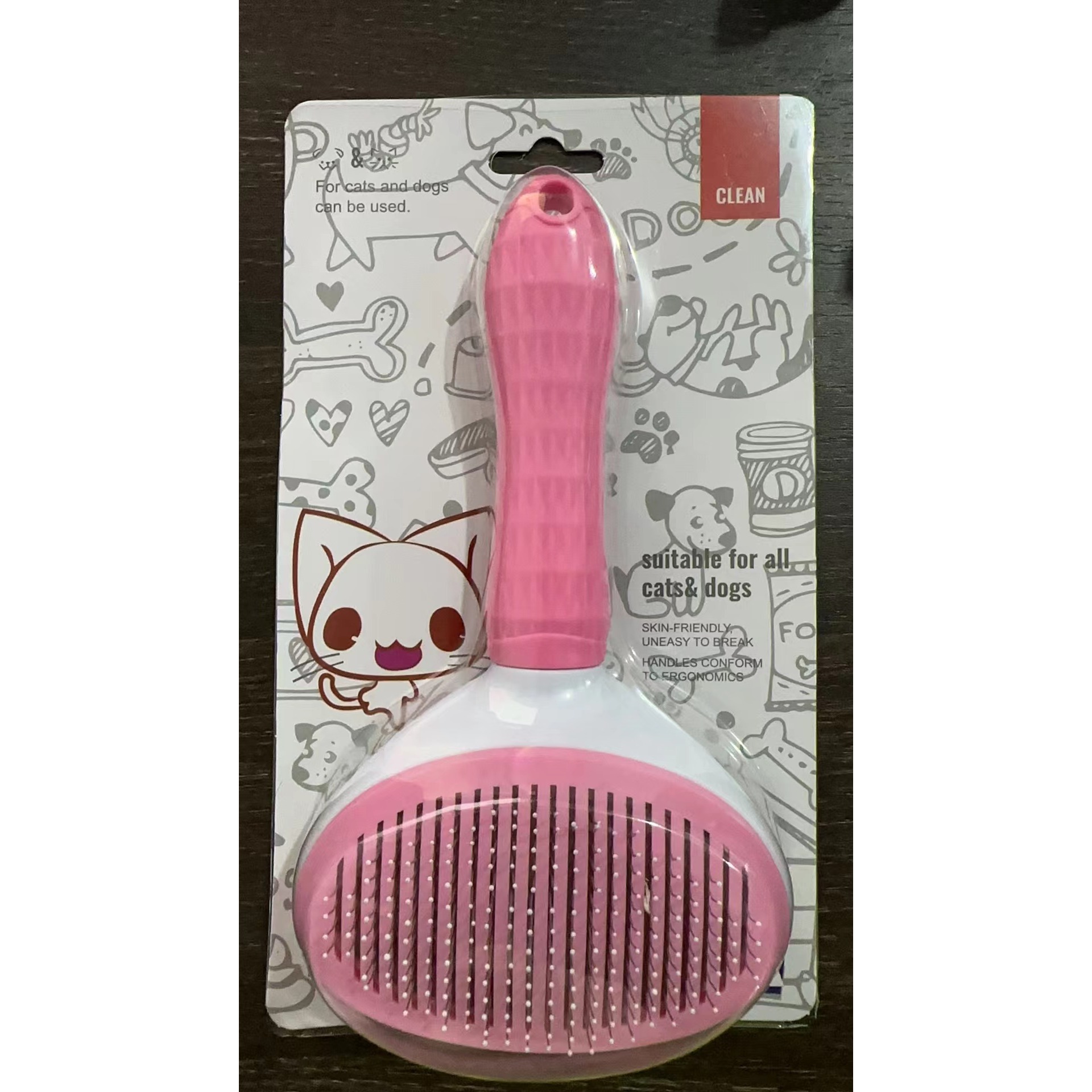 Plastic handle [pink] cardboard packaging