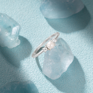 CANNER Classic Flower <b>Adjustable</b> 925 <b>Silver</b> ZirconTwo Layer <b>Ring</b> for Girl - Product Image 2
