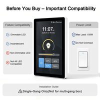 LANBON Tuya Smart Home LCD Touch Panel 1 Gang Smart Dimmer Wall Light Switch Tuya WiFi Zigbee Compatible avec Alexa Google Home