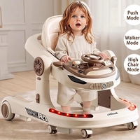 Marche-bébé pliable avec roues et siège, design anti-jambes arquées, hauteur réglable, marche-bébé musical avec plateau, roues silencieuses