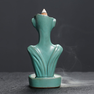 Ceramic European and American Beauty Smoke-Exhaling Sculpture <b>Backflow</b> Design Sandalwood <b>Incense</b> <b>Burner</b> Home Decor - Product Image 3