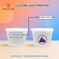 Teguan Gobelets à soupe jetables multifonctionnels de 16 oz, résistants aux fuites, compatibles micro-ondes, avec couvercles transparents, contenants alimentaires en plastique sans BPA, cuisine