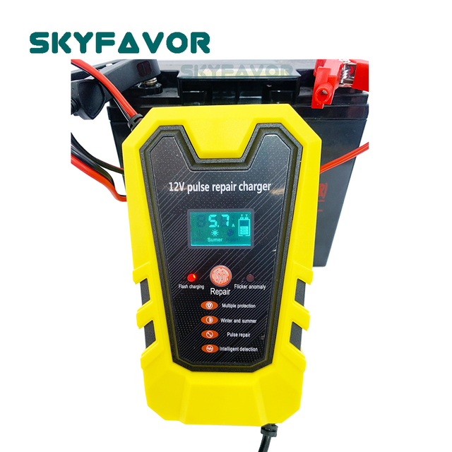 Automatic 12V Car Battery Charger 14.4v Float Charge 13.8V 6A Fast Pulse Repair Battery Charger for 20ah 60ah Lead Acid Battery