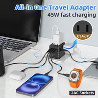 Adaptateur de voyage universel Worldplug International Power Charger, chargeur secteur GaN 45W, avec ports USB et Type-C
