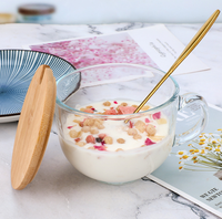 Verre à boire vide de 380 ml (16 oz) avec poignée et cuillère, idéal pour le petit-déjeuner, le thé, le lait, le jus, le café – Vente en gros