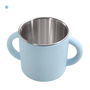 Gobelets d'apprentissage en silicone de qualité alimentaire pour bébés et tout-petits, avec 2 poignées, en acier inoxydable 304 - Product Image 5