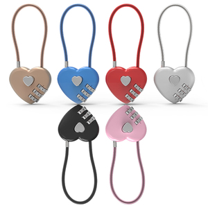 Cheap Promotion combination lock heart shaped padlock 3 digit travel luggage lock red pink black color