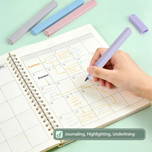 10 surligneurs carrés esthétiques <span class=keywords><strong>pastel</strong></span>, mignons et aux couleurs terreuses, surligneurs et stylos pour Bible, sans bavure, avec pointe biseautée - Product Image 4