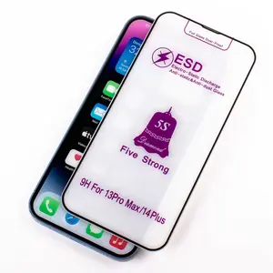 High Quality 5S ESD Anti-Static Dust Proof Tempered Glass Mobile Phone Screen Protector For iPhone 11 12 13 14 15 Pro Max