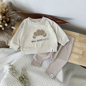 ชุดเสื้อผ้าสองชิ้นปักลายครัวซองต์สไตล์เกาหลีเสื้อแขนยาวลำลองสำหรับฤดูใบไม้ผลิฤดูใบไม้ร่วง - Product Image 1