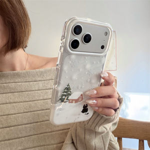 Coque de téléphone <span class=keywords><strong>chat</strong></span> <span class=keywords><strong>noir</strong></span> avec flocons de neige et paillettes pour iPhone 17, 16 Pro Max, 15 Pro, 14 Max, 13 – Protection antichute élégante - Product Image 4