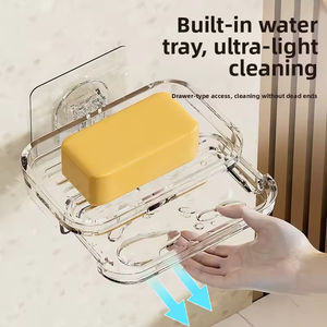 Support mural double couche en PET transparent sans perçage pour savon, avec égouttoir, pour salle de bain ou cuisine - Product Image 2