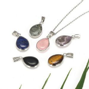 Perhiasan Fashion Desain Baru Pesona Perak Plating Kuningan Bezel Batu Permata Alami Liontin Air Mata - Product Image 1