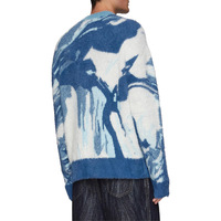 Fabricant de pulls pour hommes en jacquard avec logo personnalisé, pull en mohair duveteux, vente en gros, col rond, fournisseur de vêtements en tricot pour hommes pour l'hiver