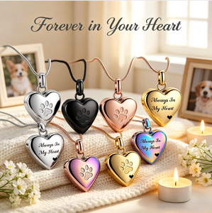 Kalung JCSL Heart Pet <span class=keywords><strong>Ashes</strong></span> Urn dari Baja Anti Karat dengan Rantai Ular untuk Kenang-kenangan Simpati bagi Pemilik Hewan Peliharaan - Product Image 1