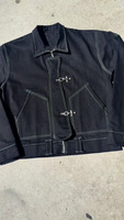Veste en jean décontractée pour homme sur mesure OEM, couture inversée, col d'hiver, fermeture éclair, teinture unie, respirante, veste d'hiver