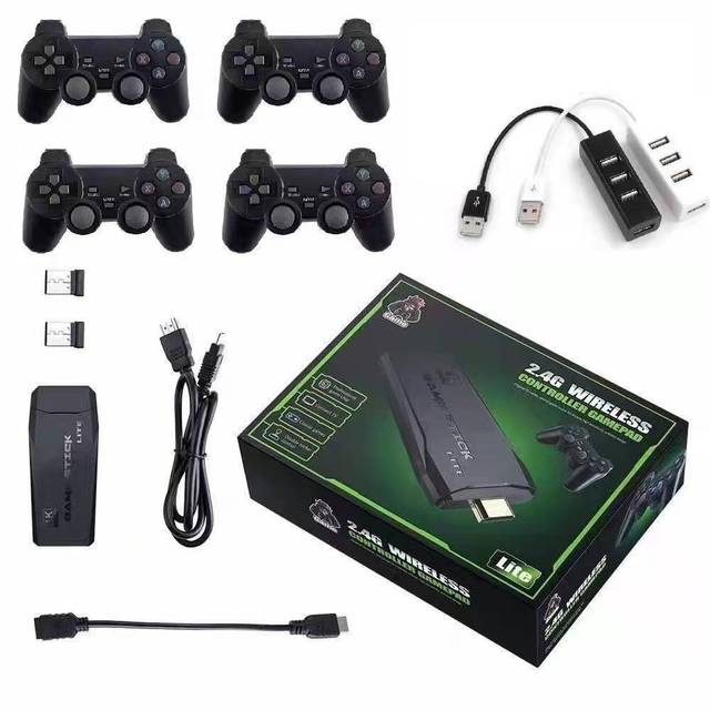 M8 Family TV 64G Built-in 20000 Games Stick 2 Wireless Controller Gamepad 4K HD Video Game Console