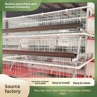Système de cage à poules pondeuses galvanisé à quatre niveaux et quatre portes avec conception à escaliers multiniveaux