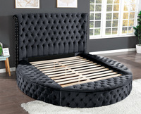 2026 ODM Cadre de lit plateforme moderne capitonné en bois et tissu, avec rangement personnalisable, pour lits Queen et King Size, mobilier de chambre à coucher