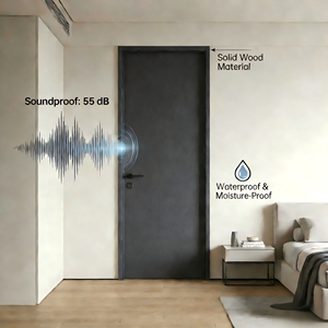 ประตูไม้บุฟอยล์ PVC กันเสียงสูง 55dB แบบ T สำหรับโรงแรม บูติก อินน์ กันน้ำ ขนาดสั่งทำได้ รับประกัน 2 ปี - Product Image 2
