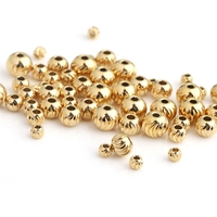Perles d'espacement rondes en acier inoxydable plaqué or 18 carats, motif sergé citrouille, pour la fabrication de bijoux et composants de colliers - Vente en gros