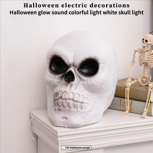 Ornement lumineux géant tête de crâne colorée pour Halloween, durable, pour intérieur, activé par le son et la touche, style artistique rétro, pour <span class=keywords><strong>Escape</strong></span> <span class=keywords><strong>Room</strong></span> et <span class=keywords><strong>maison</strong></span> <span class=keywords><strong>hantée</strong></span> - Product Image 5