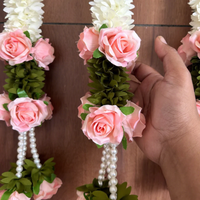 Guirlande de fleurs artificielles roses et jasmin pour décoration de mariage, toile de fond de scène événementielle, guirlandes de tissu pour l'inauguration de maison, écologiques