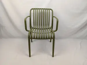 Cadeira empilhável PP com encosto alto para restaurante e vila, cadeira de jardim, branco e verde, para exterior, grande pátio, retrô, moderna, de plástico, ideal para jantar