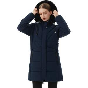 Moerdeng Abrigo acolchado de invierno para mujer, forro polar acolchado, impermeable, con capucha desmontable, parka de manga larga - Product Image 1