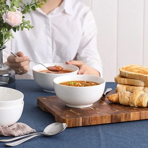 Cuencos fuertes de porcelana blanca para sopa, cuencos grandes para cereales y fideos, con Base ancha, para cocina, aperitivos, arroz - Product Image 4