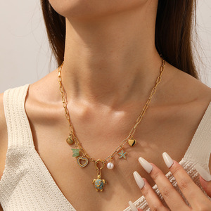 Collana con Ciondolo Tartaruga Marina Boho, Placcata in Oro 18k, Acciaio Inossidabile Antiossidante, Ipoallergenica, Gioielli Stile Spiaggia - Product Image 2