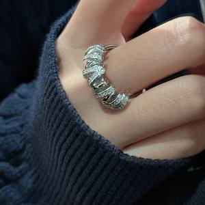 Anillo Retro Italiano Francés con Incrustaciones, Plata de Ley S925, Diseño Abierto con Baño de Oro de 18K, Joyería Vintage de Moda - Product Image 3