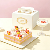 Boîte d'emballage pour gâteau personnalisée avec poignée, boîte cadeau en papier avec fenêtre transparente pour gâteau, dessert, fournitures pour fête d'anniversaire
