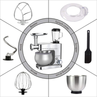 Robot de cuisine tout-en-un SOHEF 3-en-1 5L 1300W avec accessoires hachoir à viande et mixeur pour mélanger, hacher et moudre