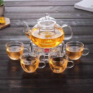 Glass <strong>Tea</strong> <strong>Pot</strong> <strong>Set</strong>,Teapot,Warmer,Cups,Teaware With <strong>Tea</strong> Tray - Product Image 3