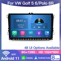 STWEI 9" Carplay 2 Din Android 14 Autoradio Lecteur Multimédia Vidéo GPS Navigation pour Volkswagen VW Golf 5 6 Polo 6R