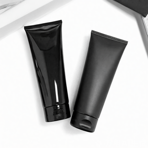 Tubo Squeeze in Plastica Nero Opaco 200ml, Packaging Cosmetico con Tappo Flip <span class=keywords><strong>Top</strong></span> Riutilizzabile, Logo Personalizzato, Crema per Mani, Lozione Serigrafata - Product Image 1