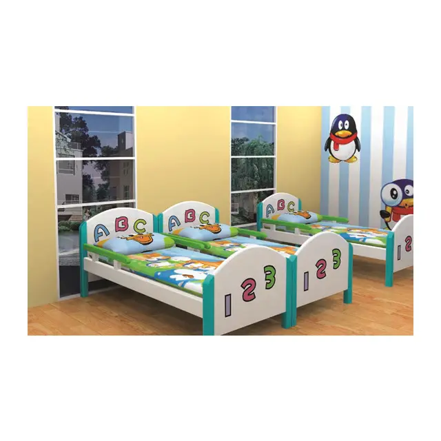 Cama de madera estilo ABC para Niños, cama de dibujos animados para niños, QX-B6701