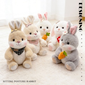 Peluche Coniglietto Bianco Carino con Sciarpa e Carota, Regalo di Compleanno per Bambini - Product Image 2