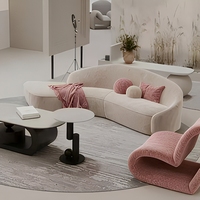 Canapé Courbé Moderne en Tissu Chenille, Canapé Arc pour Magasin de Vêtements, Salon de Beauté, Réception de Bureau, Causeuse d'Appoint, Taille Personnalisée