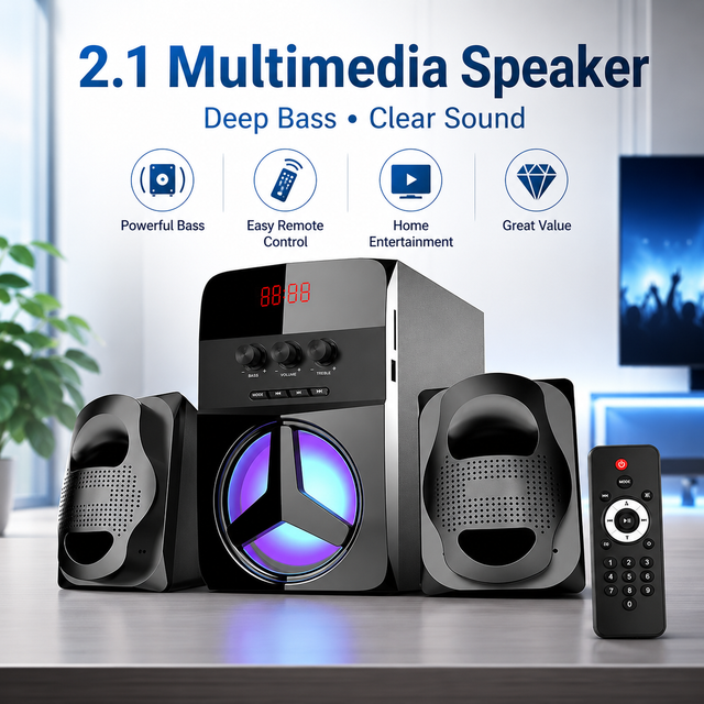 USB SD FM Blue Tooth Wire Surround Sound Gaming Music PC Speakers With Woofer