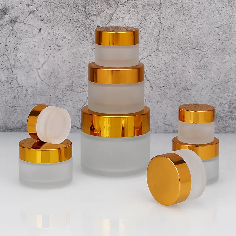 Wholesale Frosted Glass Cosmetic Jar Container 100g 50g 30g 25g 20g 15g 10g 5g Matte Glass Cream Jar