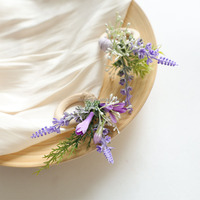 Cincin Serbet Gaya Boho Farmhouse Buatan Tangan dari Plastik dengan Bunga Baby's Breath Buatan untuk Dekorasi Meja