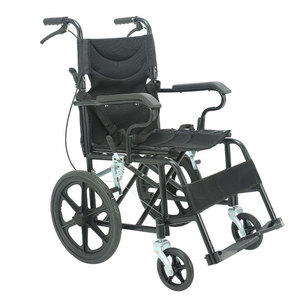 Manual Wheelchair 16-Inch <b>Black</b> <b>Frame</b> Lightweight Foldable With U-Brake For Elderly And Disabled People - Product Image 1