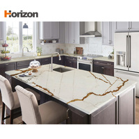 Table d'appoint en pierre artificielle Horizon 0 Silica Stone, comptoir de cuisine en quartz blanc Calacatta, pierre de jade en quartz