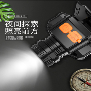 ไฟหน้าแบบ LED ขนาดเล็กแบบชาร์จไฟได้แบบพกพาการผจญภัยกลางแจ้งแสงสีขาวหรี่แสงได้ - Product Image 5