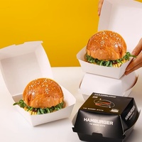 Boîte à emporter en carton ondulé blanc jetable personnalisable pour hamburger emballage en papier laminé brillant pour sushi vin gaufrage alimentaire